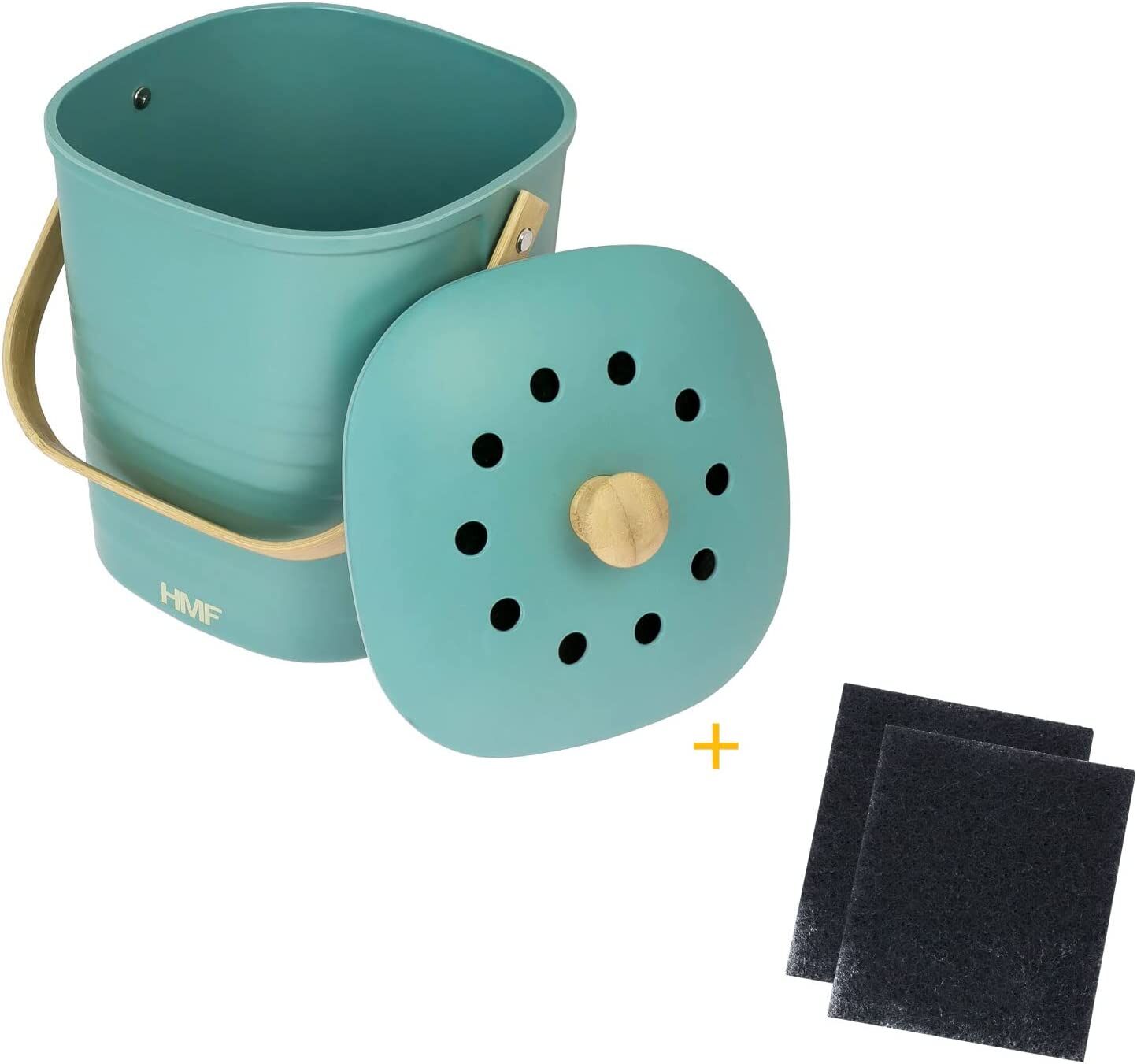 HMF Nachhaltiger Biomülleimer Komposteimer mit Deckel 6L grün