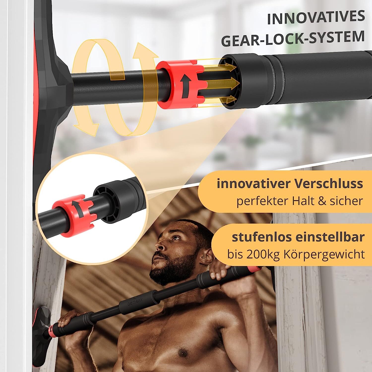 BeMaxx Klimmzugstange für Türrahmen  ohne Schrauben