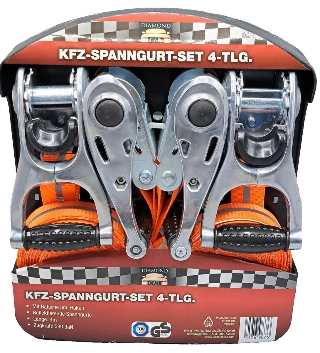 Kfz-Spannung, Spannriemen-Set, 4-tlg, Zurrgurte, Gurtband