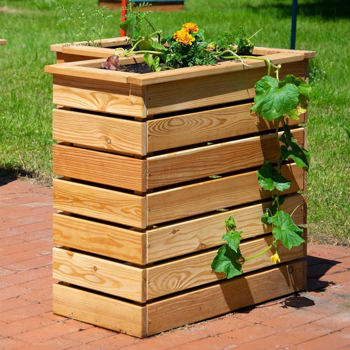 Holzplanter, Blumenkasten, Holzbox, Pflanzenbehälter, Rankhilfe? (optional)