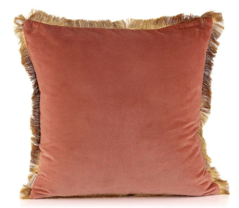 kissen, velvet, rust color, fringed edge, square pillow