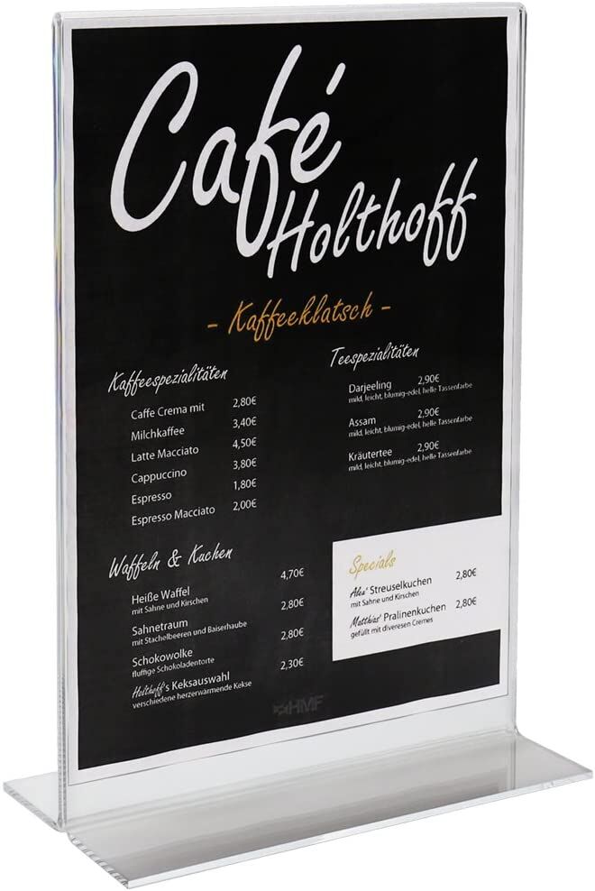 Tafel, Speisekarte, Text