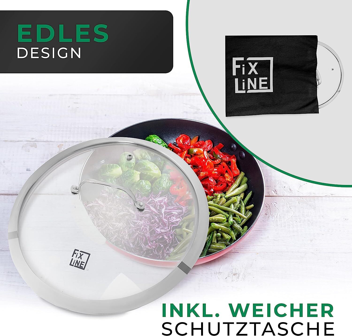 Fixline Premium Pfannendeckel Glasdeckel Ø28cm