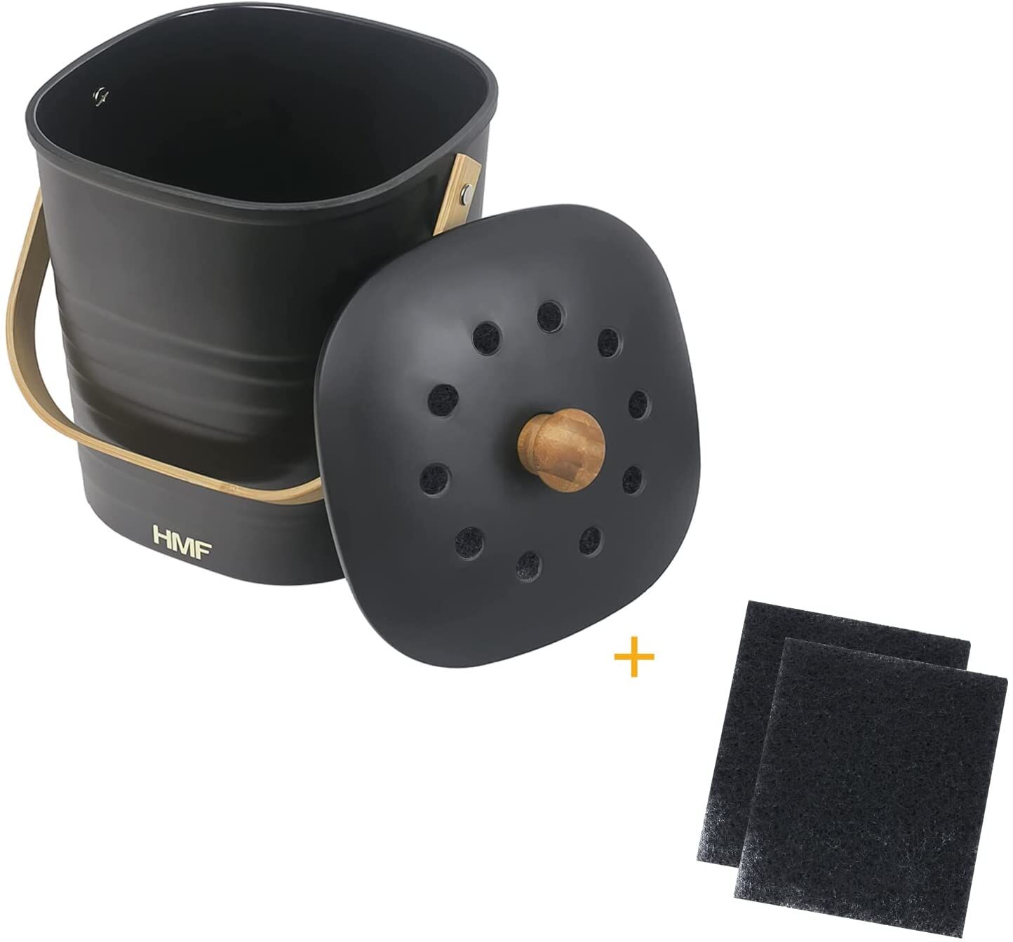 HMF Nachhaltiger Biomülleimer Komposteimer mit Deckel 6L schwarz