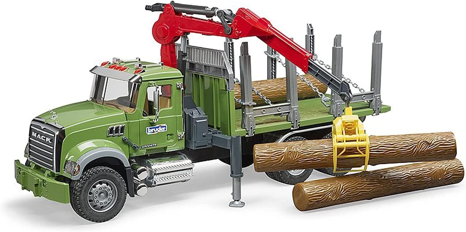 bruder 02824 Mack Granite Holztransport-LKW mit Ladekran