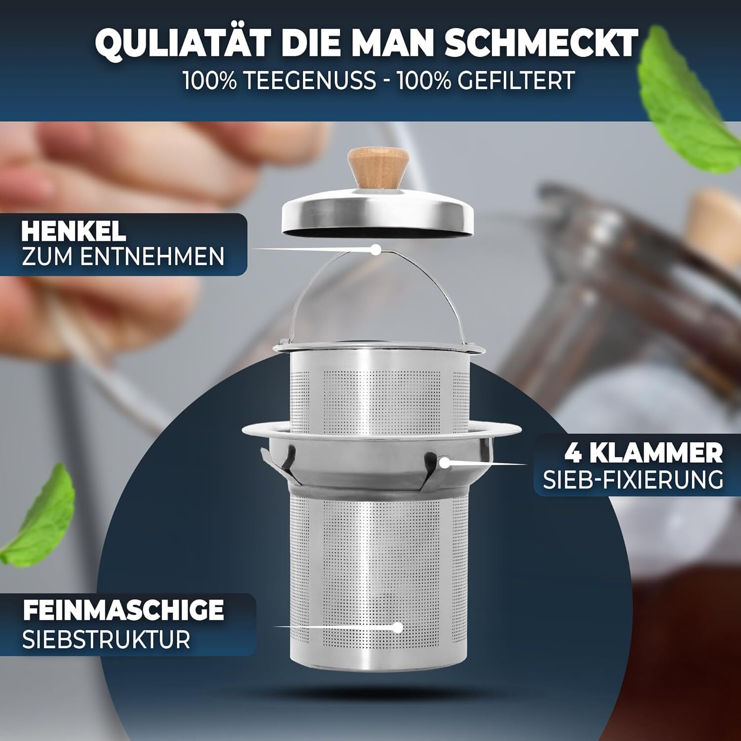 Clidor Teekanne mit Siebeinsatz 1,5 Liter