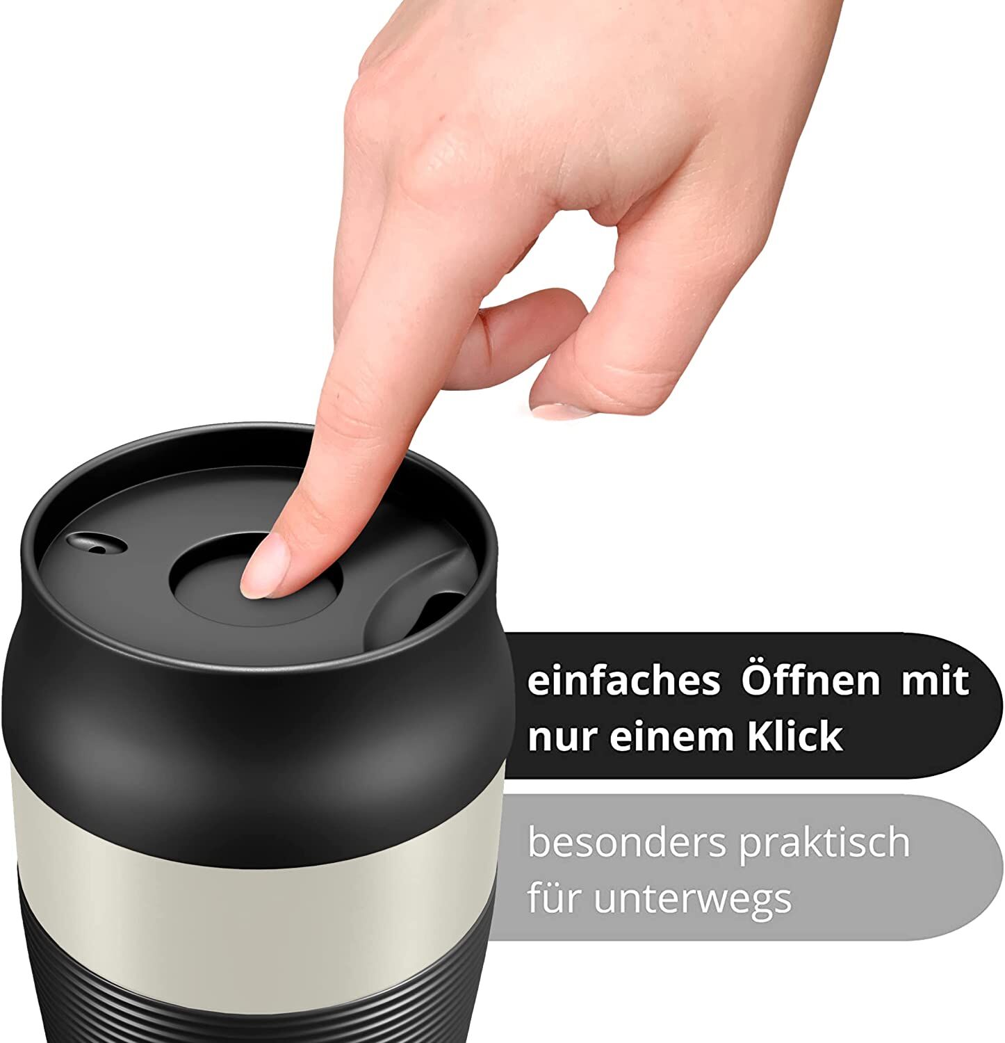 Thermobecher Kaffee To-Go Becher Edelstahl 360ml creme