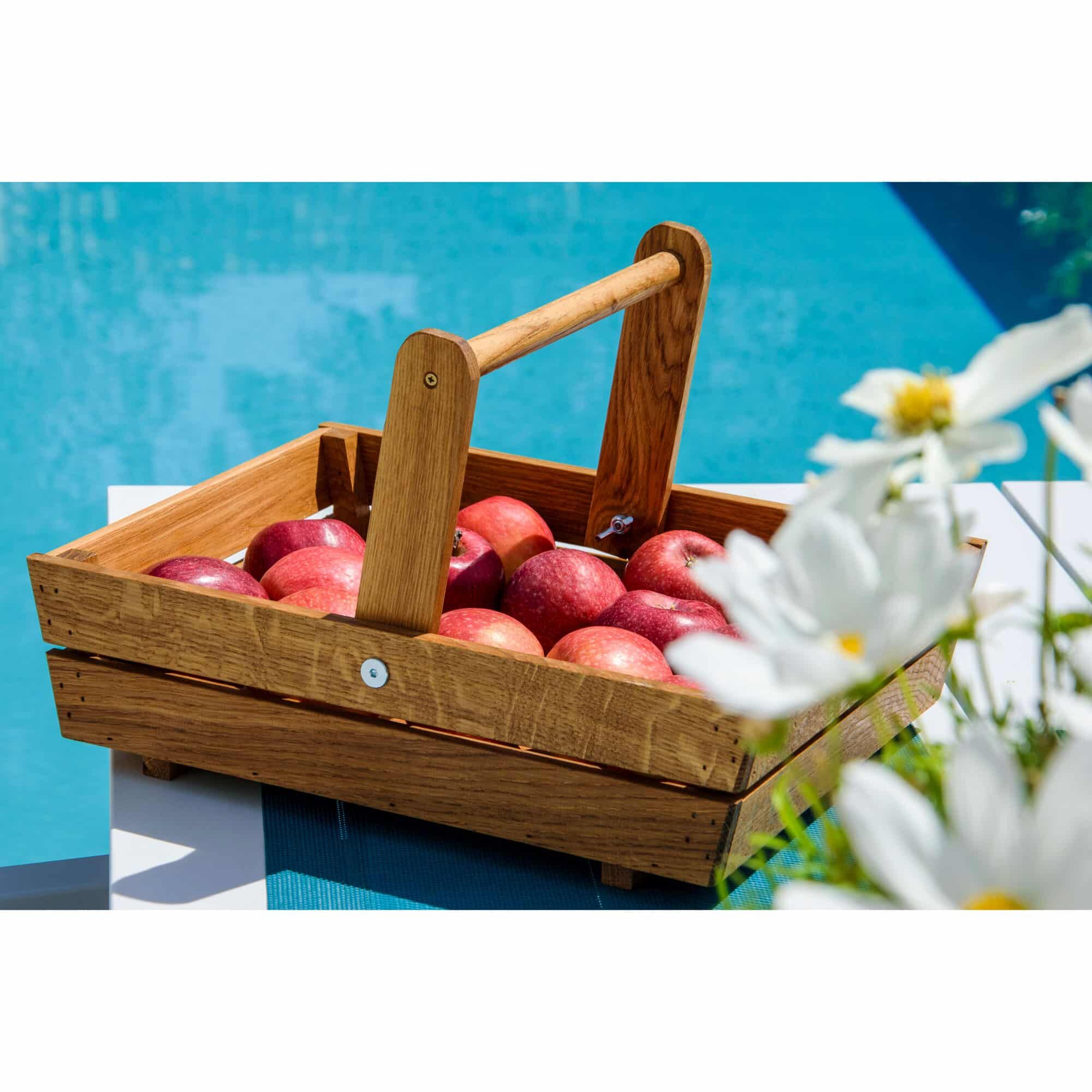 Dobar Erntekorb aus Eichenholz Holzkorb Gartenkorb Dekokorb