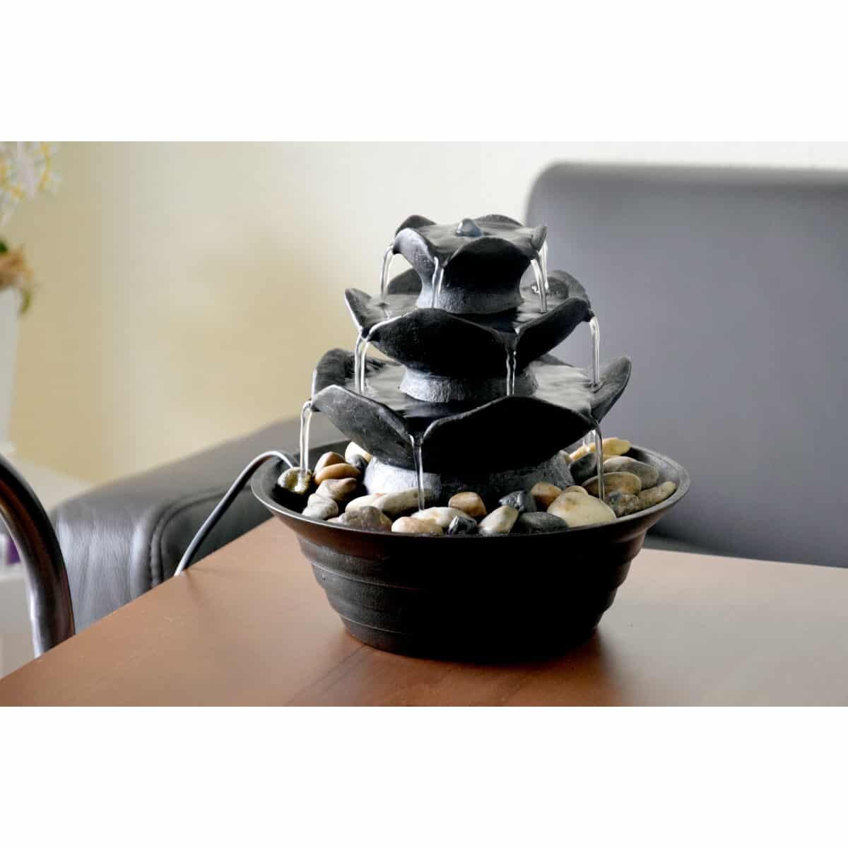 Dobar Zimmerbrunnen Tischbrunnen Wasserspiel Brunnen Deko Polyresin