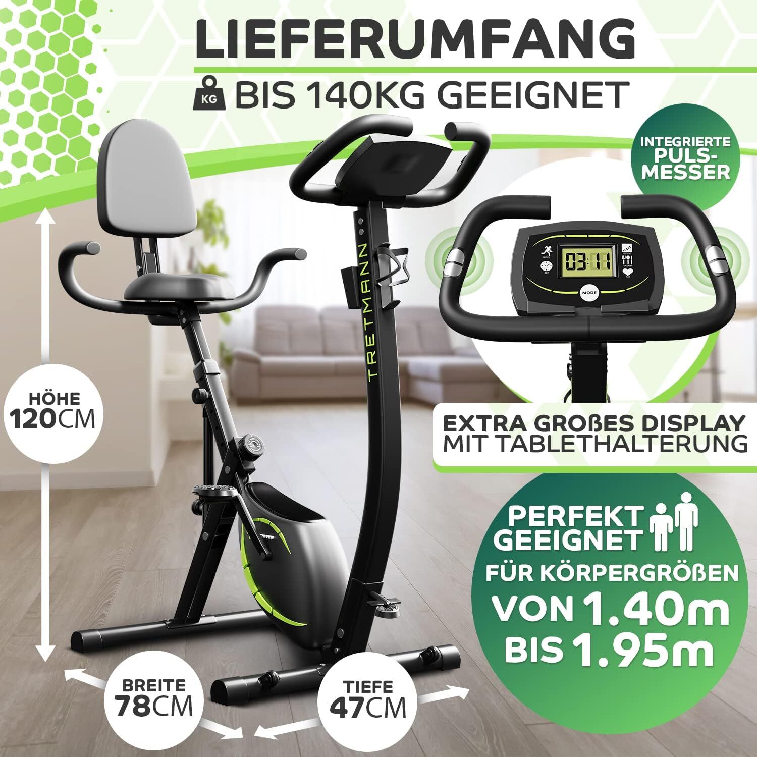 Tretmann 3in1 Heimtrainer Fahrrad klappbar Fitness Sport Hometrainer