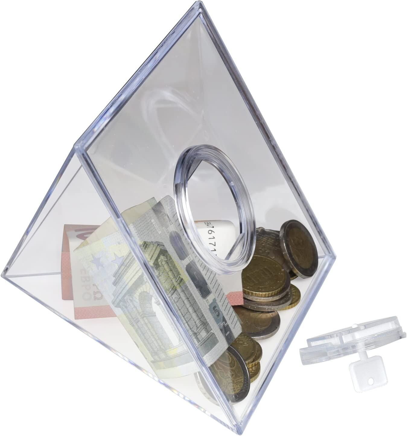 HMF Spardose Acryl Pyramide transparent