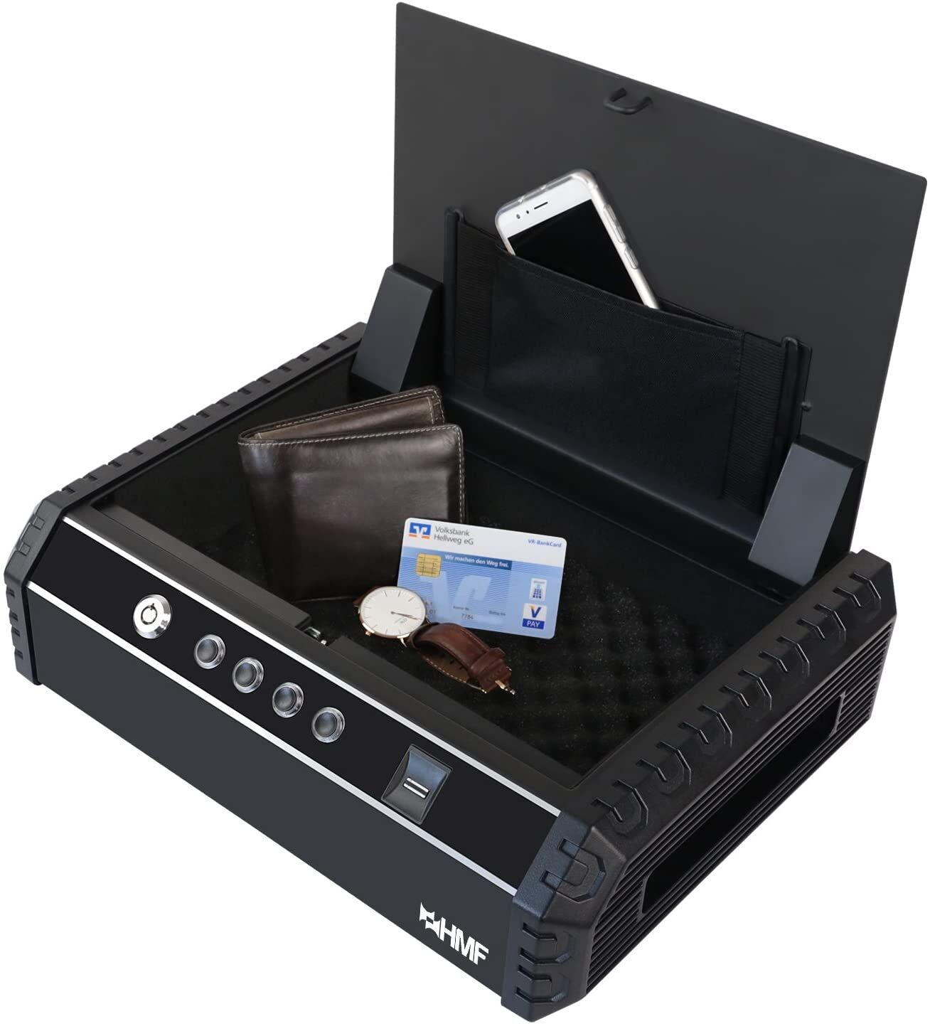 Feuervault, Karten-Safe, Geldkassette, Uhrenhalter, Brieftasche Auto Feuerbox