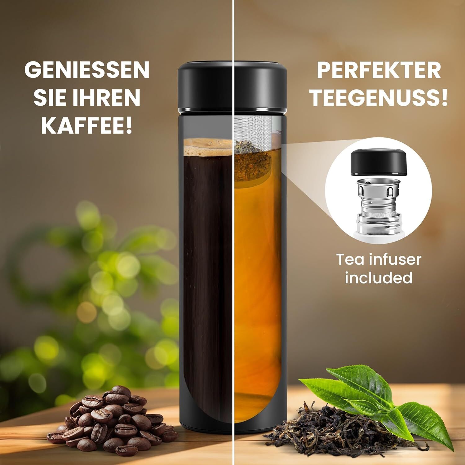 Thermosflasche + Tee/Früchte Sieb-INFUSER