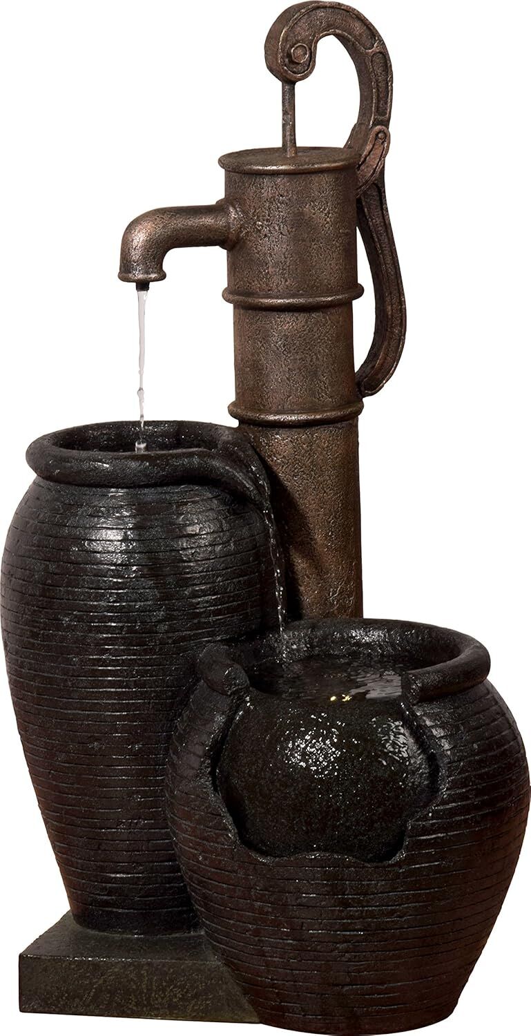 Brunnen, Wasserpumpe, antikes Design, Keramikgefäß, Handpumpe