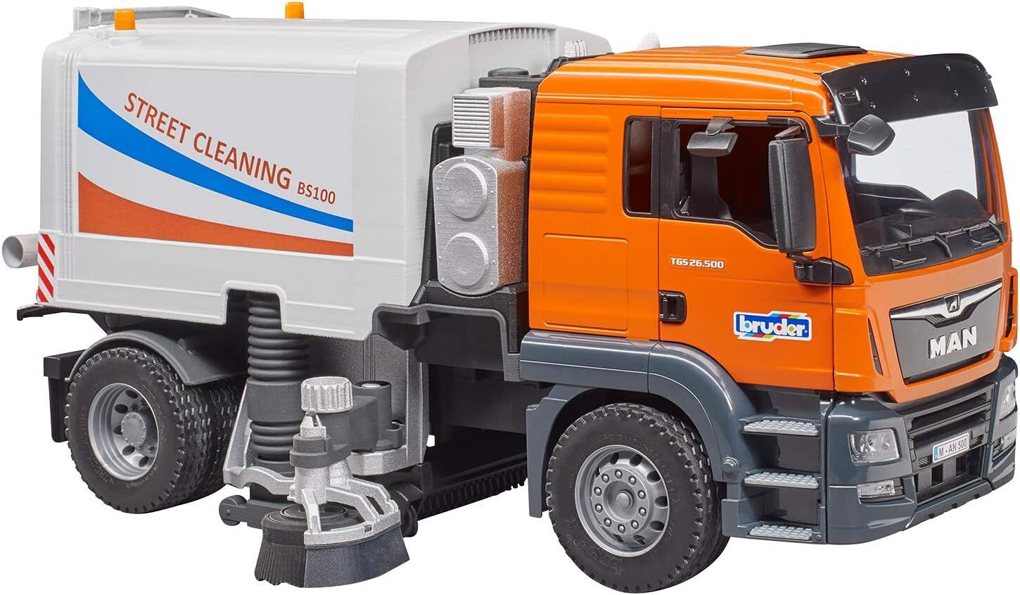 bruder 03780 Man TGS LKW Straßenreinigung Kehrmaschine Reinigungs-Fahrzeug Kommunalarbeiter Müllabfuhr LKW Spielzeug Maschine 1:16