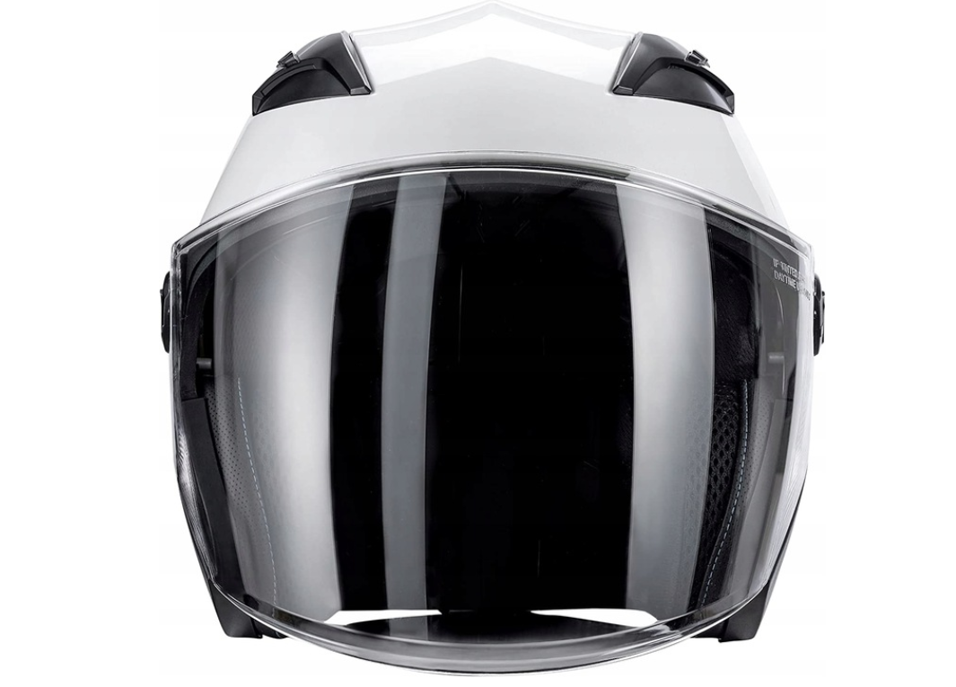 Helm, Vorderansicht, Schwarz-Silber, Fullface, Visier