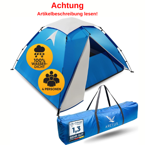 Zelt, Camping, 4 Personen, Wasserdicht, Tragetasche