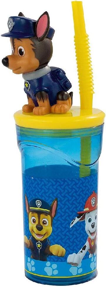 Trinkflasche Paw Patrol mit Strohhalm
