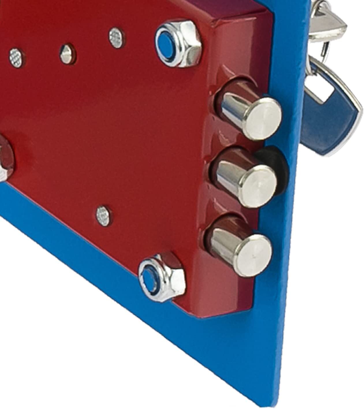 bolts, platte, blechplatte, rotes panel, blauer rahmen