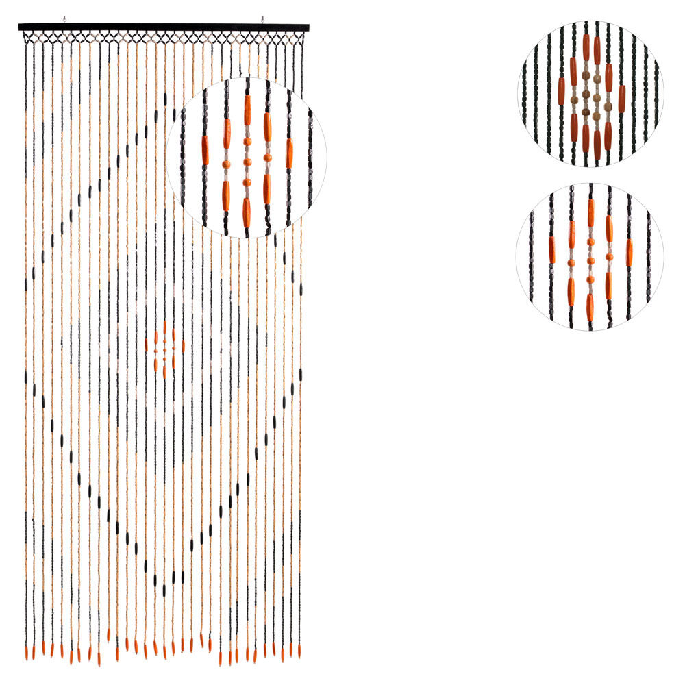 Türvorhang HOLZ PERLEN, BRAUN, Größe: 90 x 200 cm, Stränge: 31 oder 52