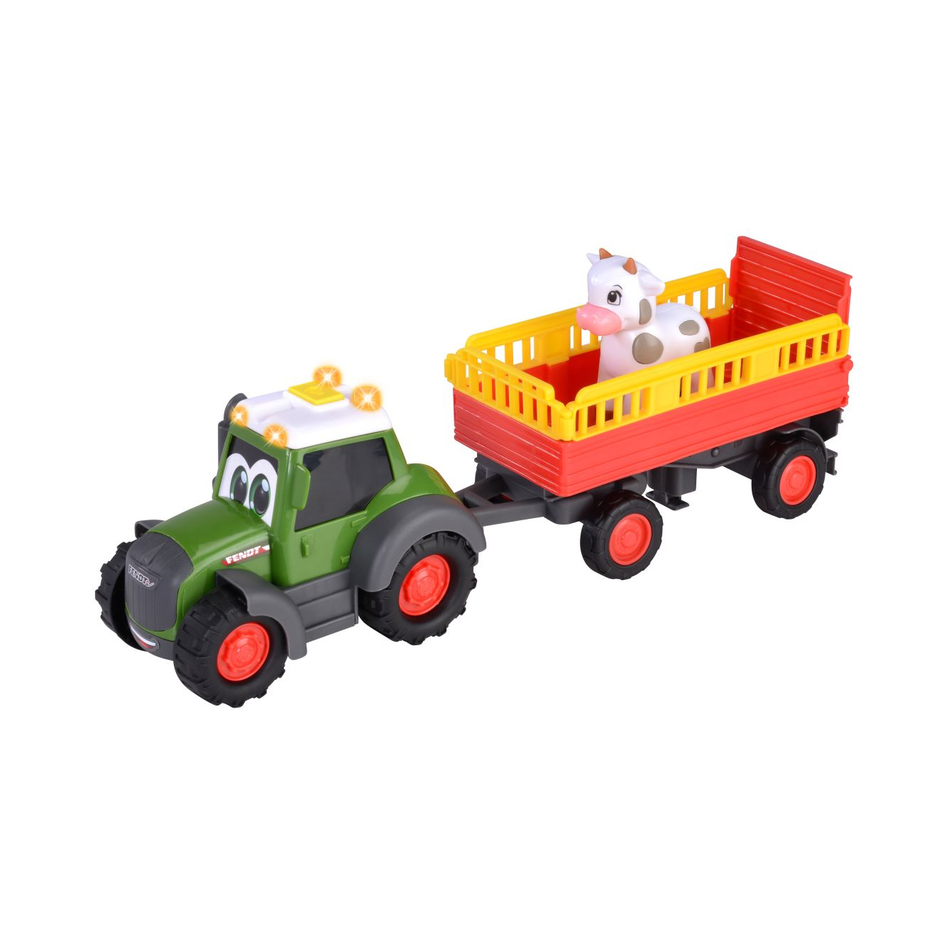 Spielzeugtraktor, Traktor, Anhänger, Milchkuh, toy tractor with trailer