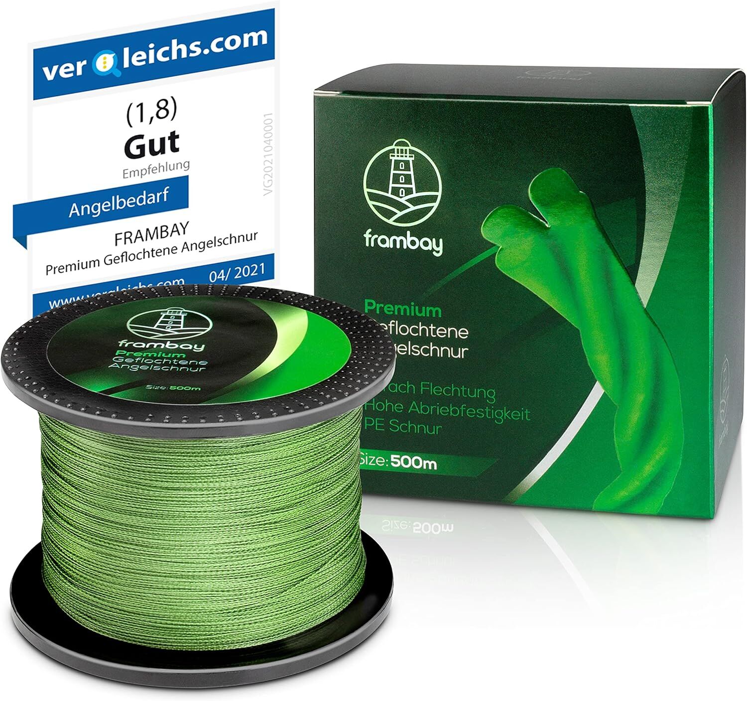 Angelschnur, Spule, Grün, PE-Schnur, Frambay