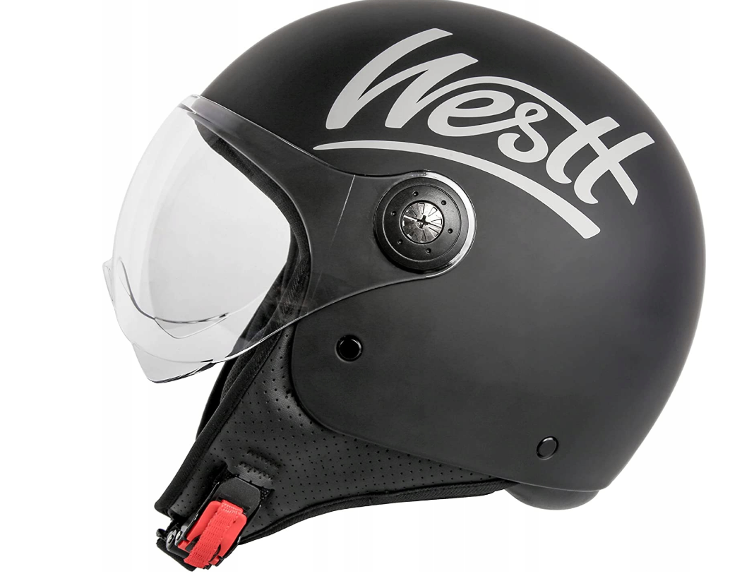 Motorradhelm, Offen-Visier, Jet-Helm, Anti-Beschlag-Visier, schwarz matt