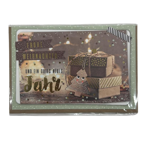 Grußkarte Frohe Weihnachten Geschenkkarte Weihnachtskarte braun