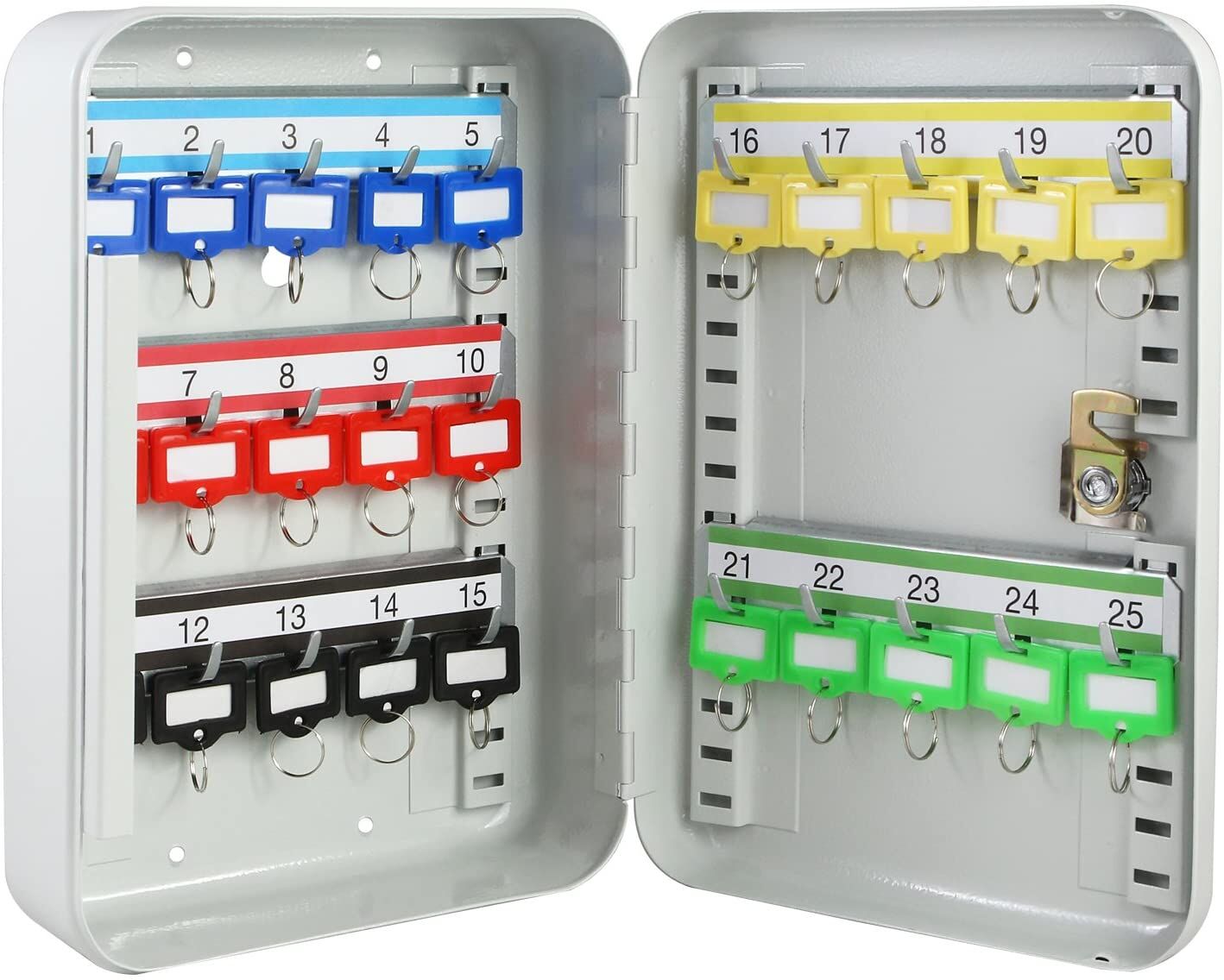 HMF Schlüsselkasten 25 Haken verstellbare Hakenleisten