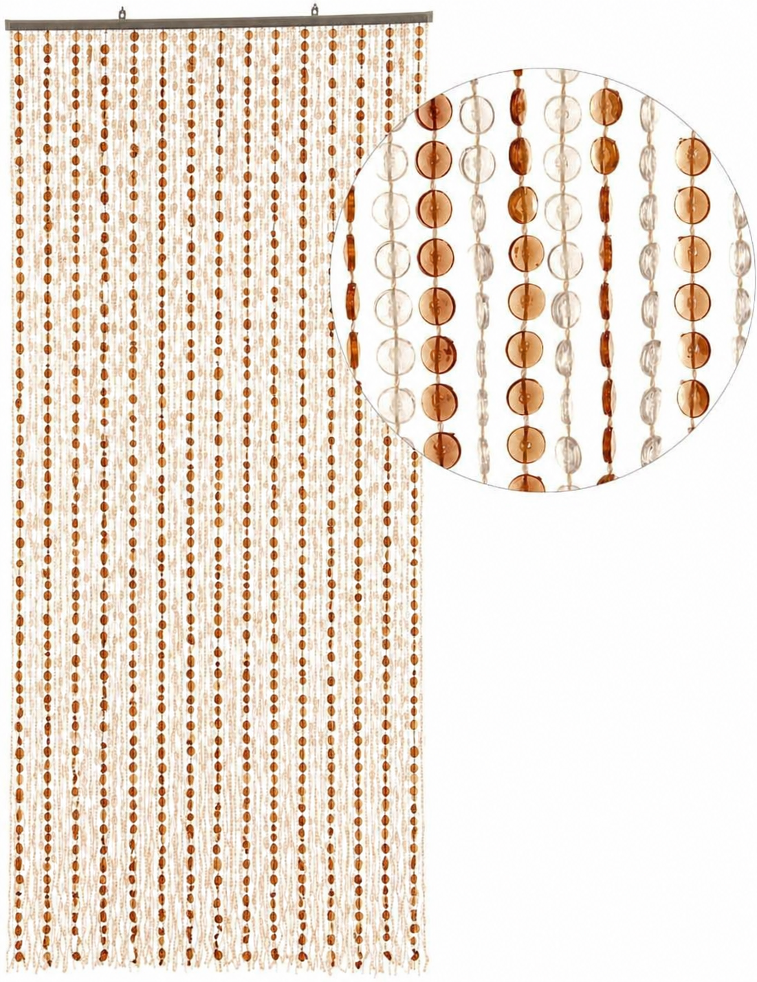 raumtrenner, vorhang, perlenkette, beaded, braun