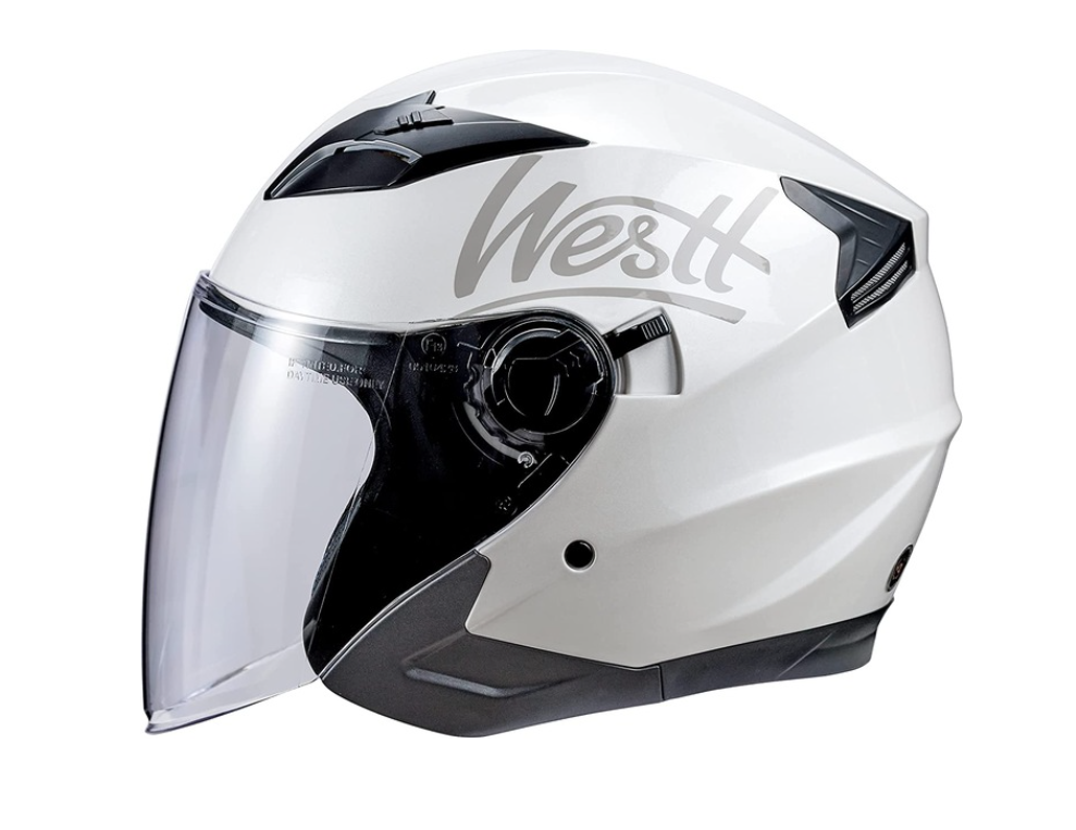 Integralhelm, Helm, Schwarz/Weiß, Visier, Westt