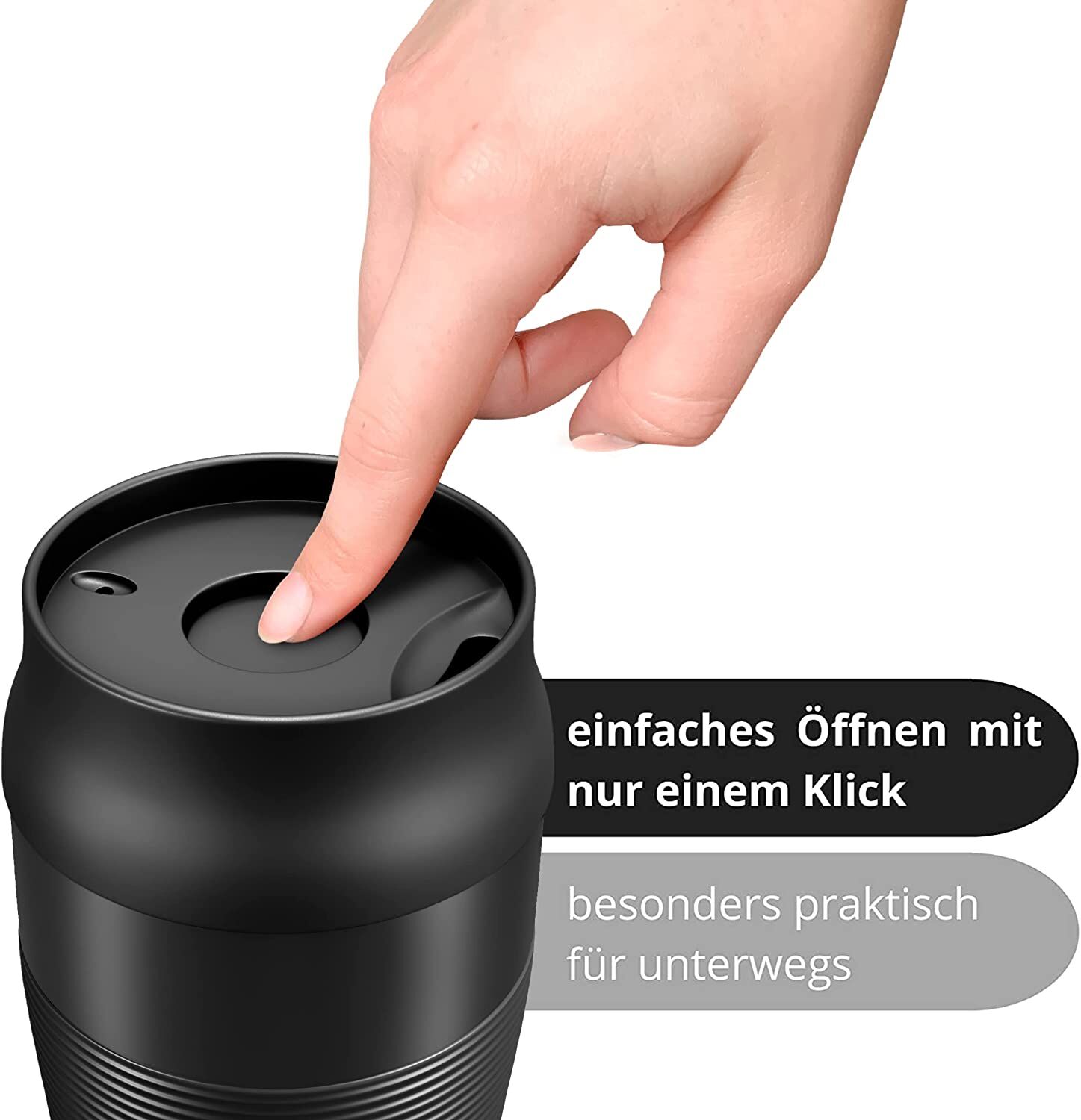 Thermobecher Kaffee To-Go Becher Edelstahl 360ml schwarz