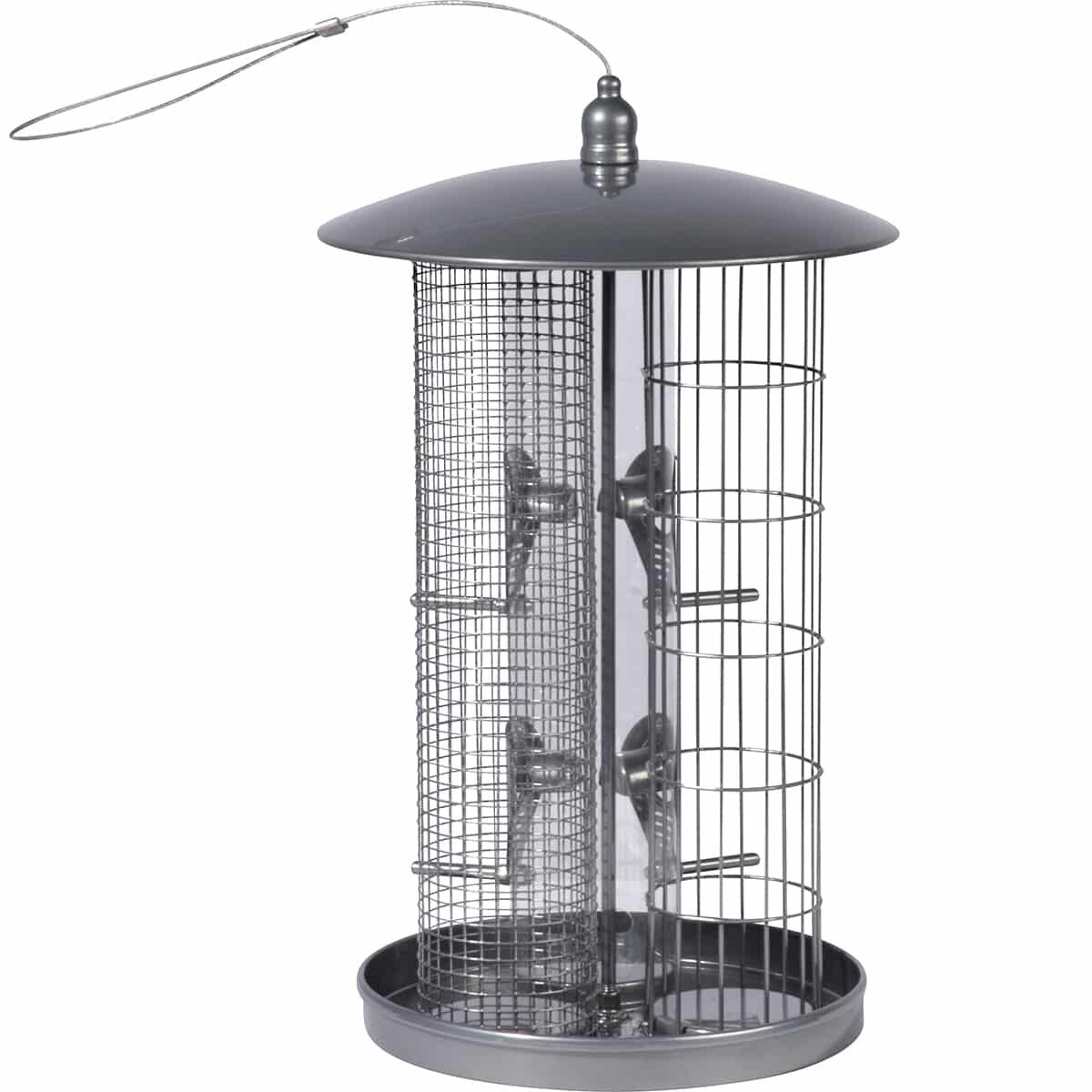 Vogelhaus, Futterspender, Gitterzylinder, Metall, Vogelfutterhaus