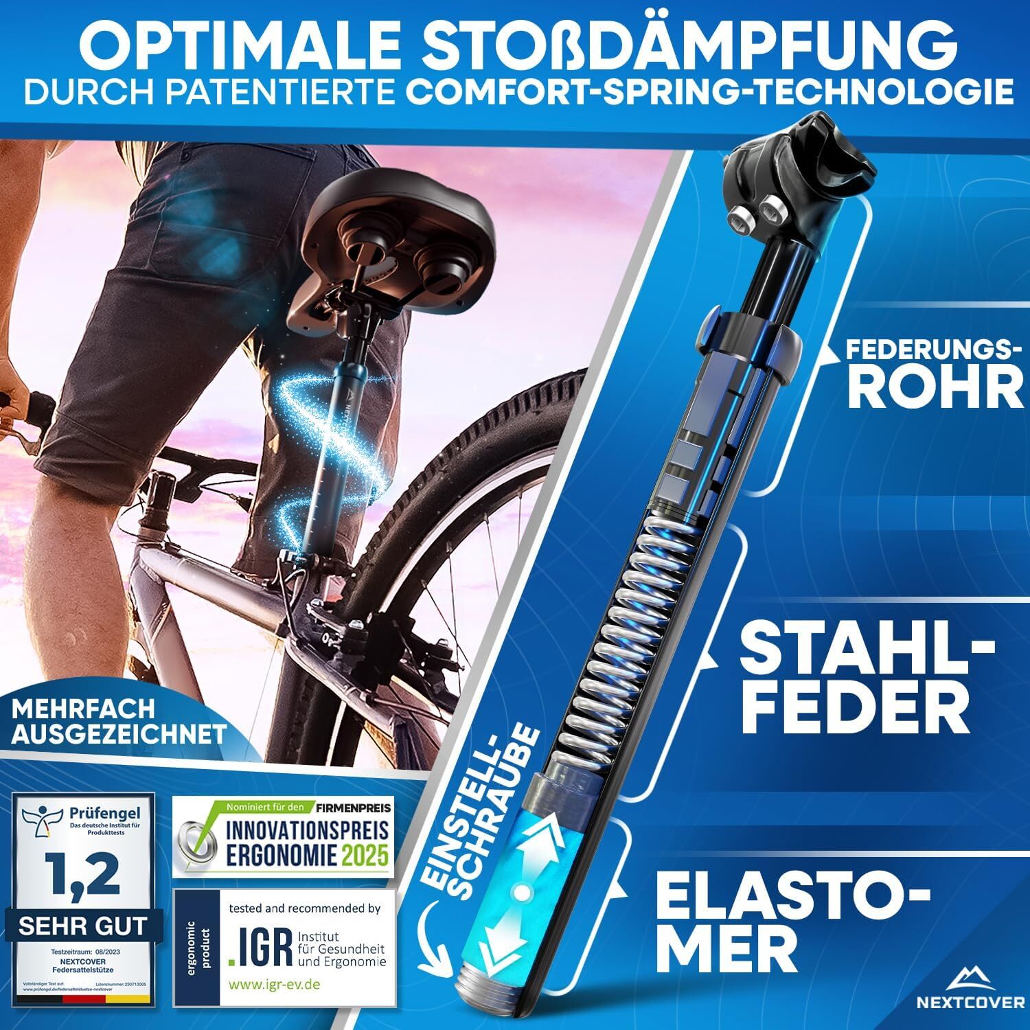 Fahrrad, Stoßdämpfer, Federung, Elastomer, Sattelstütze