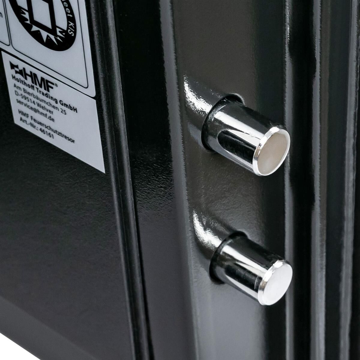 metallische Nieten, Edelstahl-Pinnen, Chrombeschläge, Türbolzen, Etikettenschrift