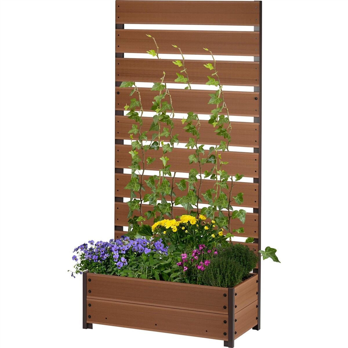 Holz-Pflanzwand, Pflanzenwand, Rankhilfe, Blumenbeet, Rankgitter