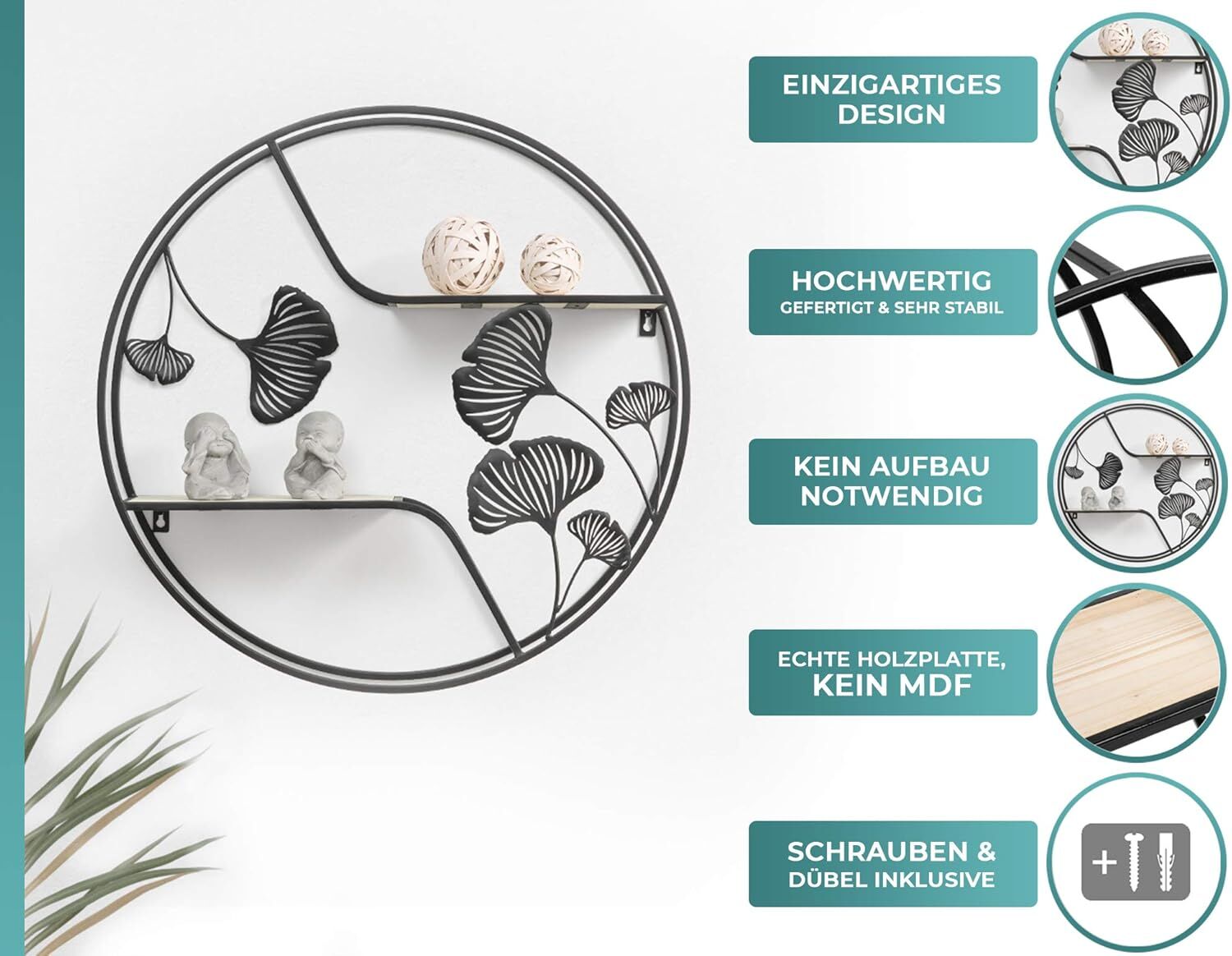 wandregal, wandregal-meta, metallrahmen, futonregal, ginkgo-muster