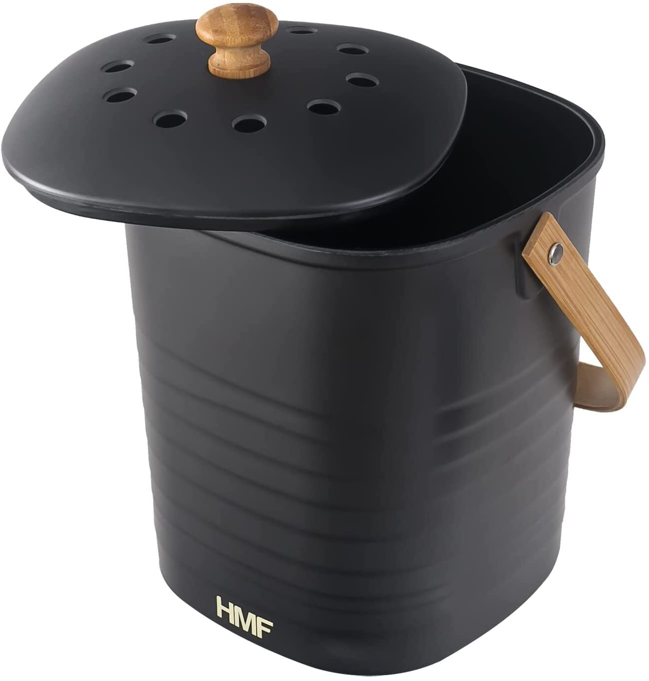HMF Nachhaltiger Biomülleimer Komposteimer mit Deckel 6L schwarz