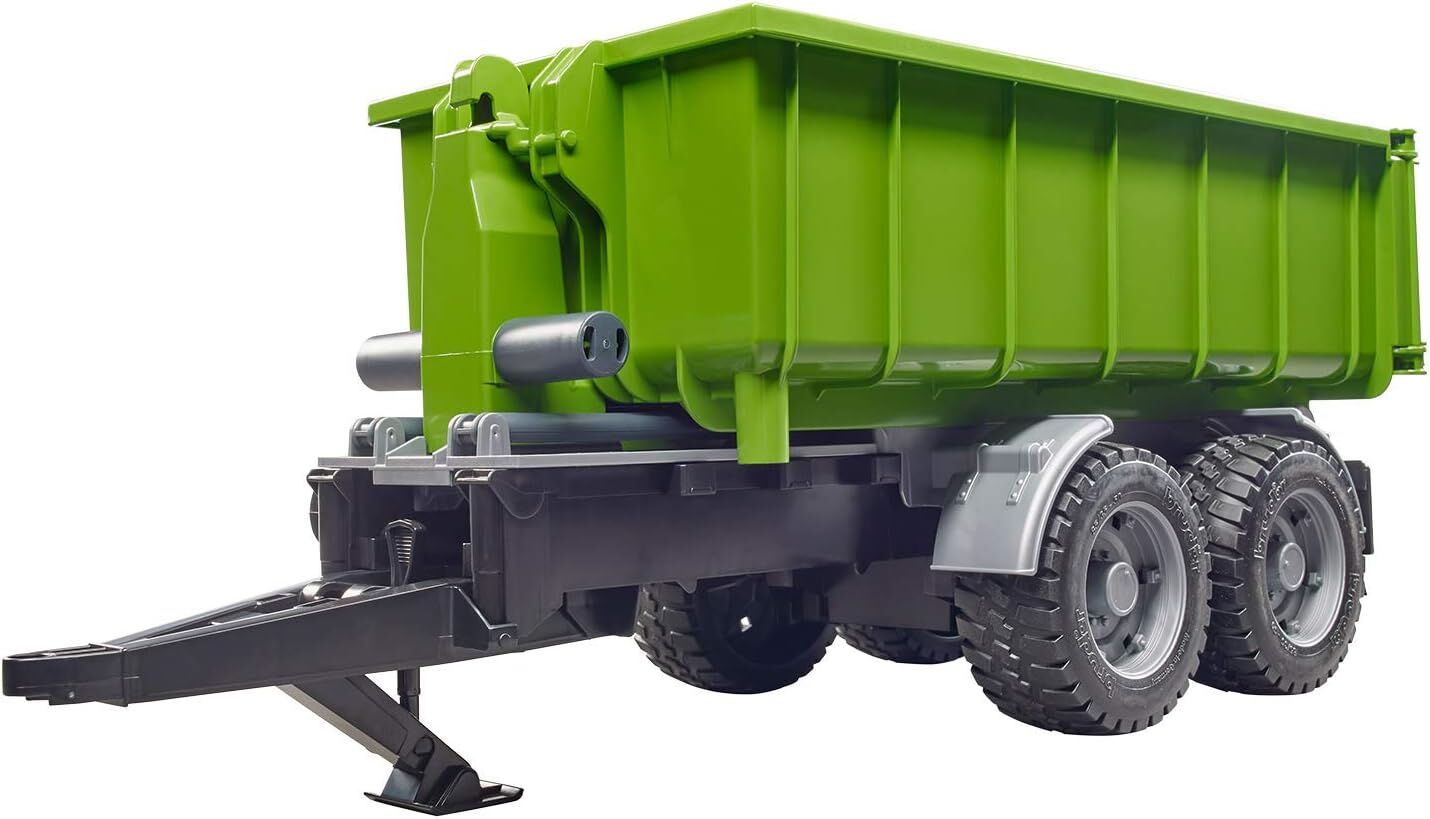 bruder 02035 Hakenlift Anhänger für Traktoren Kippanhänger Transportanhänger Muldenkipper Traktor Zubehör Landwirtschaft Bauernhof 1:16