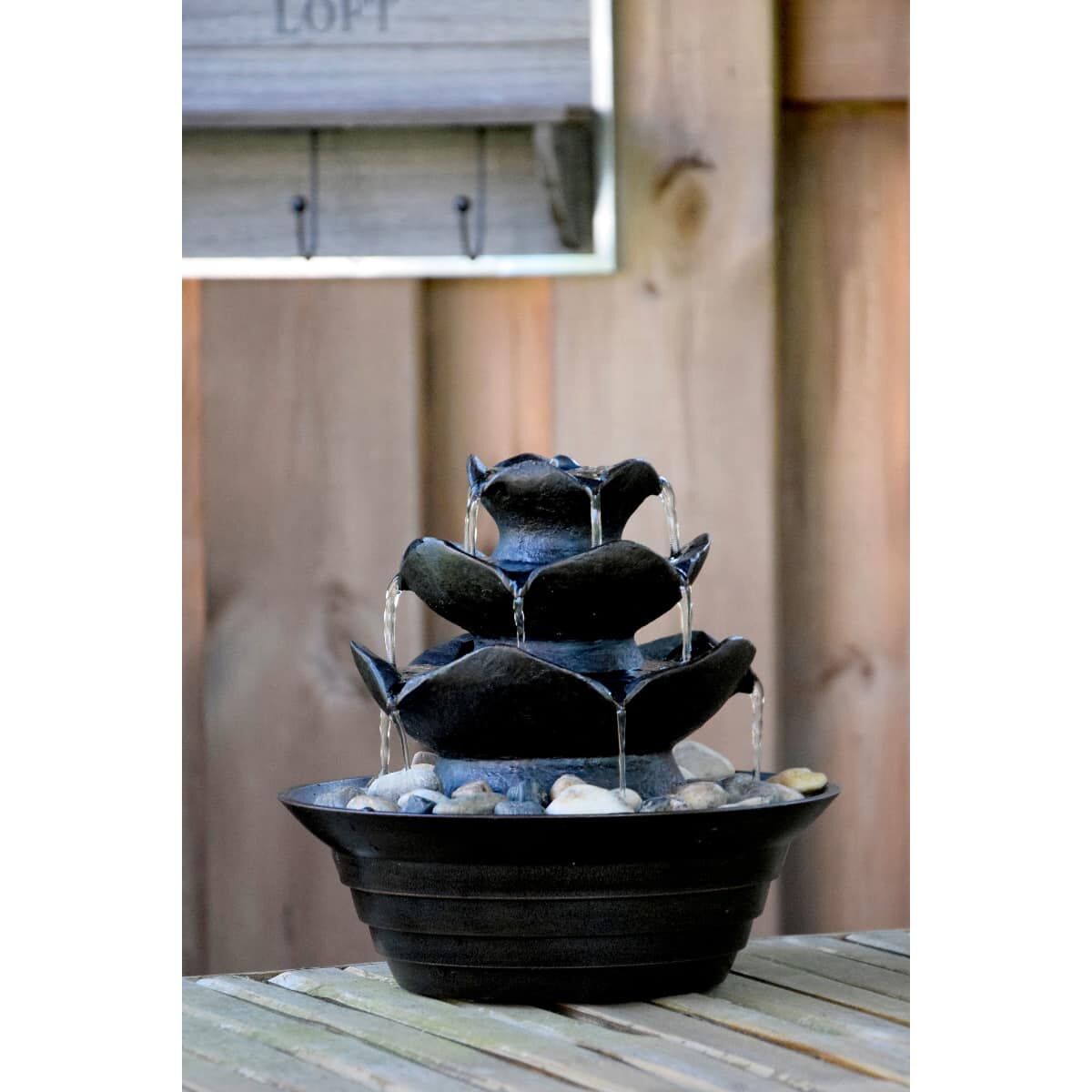 Dobar Zimmerbrunnen Tischbrunnen Wasserspiel Brunnen Deko Polyresin