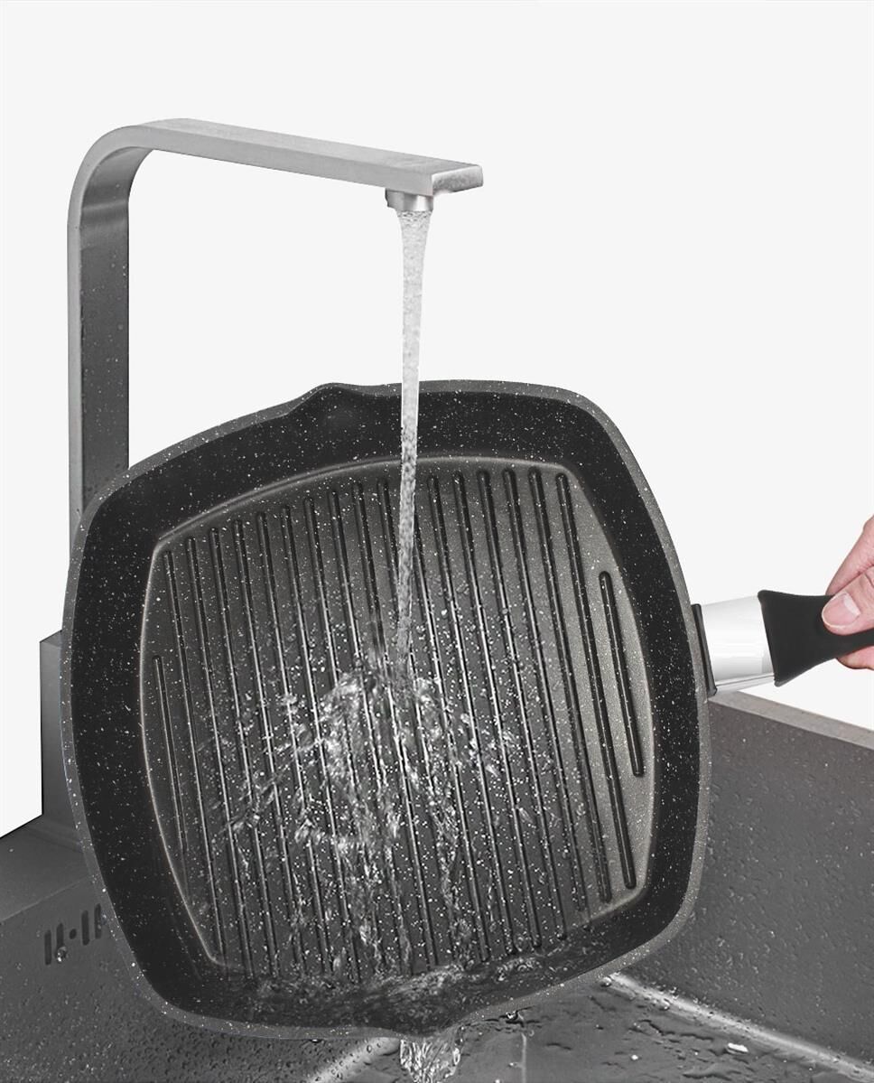 Cheffinger Grillpfanne Alu Guss Ø28cm Fischpfanne