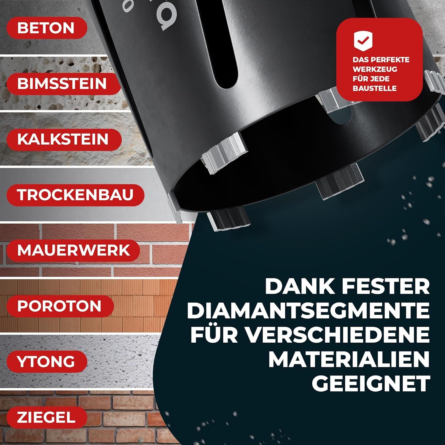 Beton, Bimsstein, Kalkstein, Trockenbau, Mauerwerk