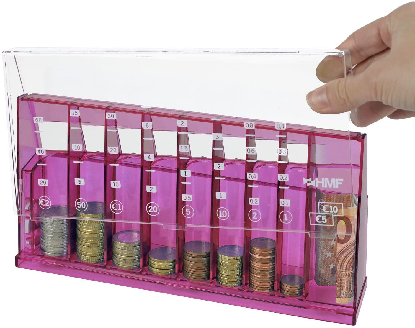 HMF Münzsortierer Euro Spardose pink
