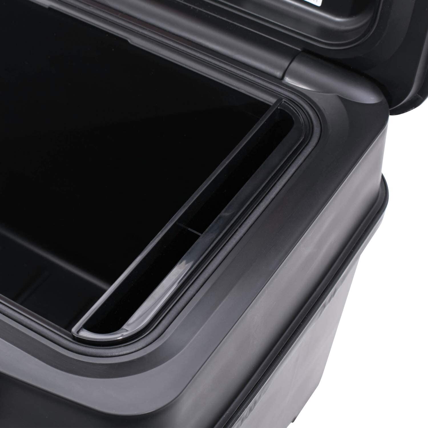 Küchenabfallbehälter, Ablagebereich, Schwarz, Schlitzrand, Edelstahl-Optik