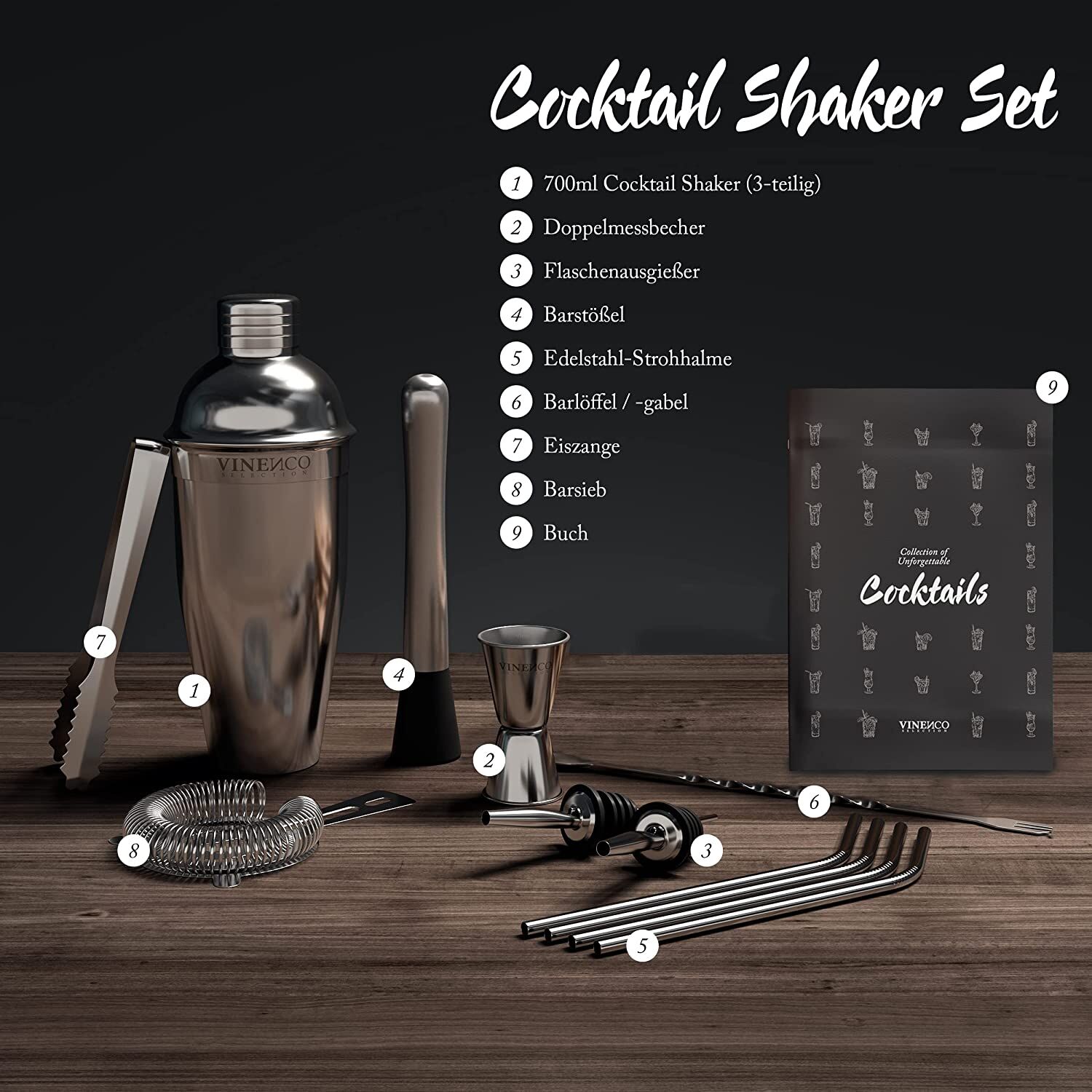 Flasche, Shaker, Tasse