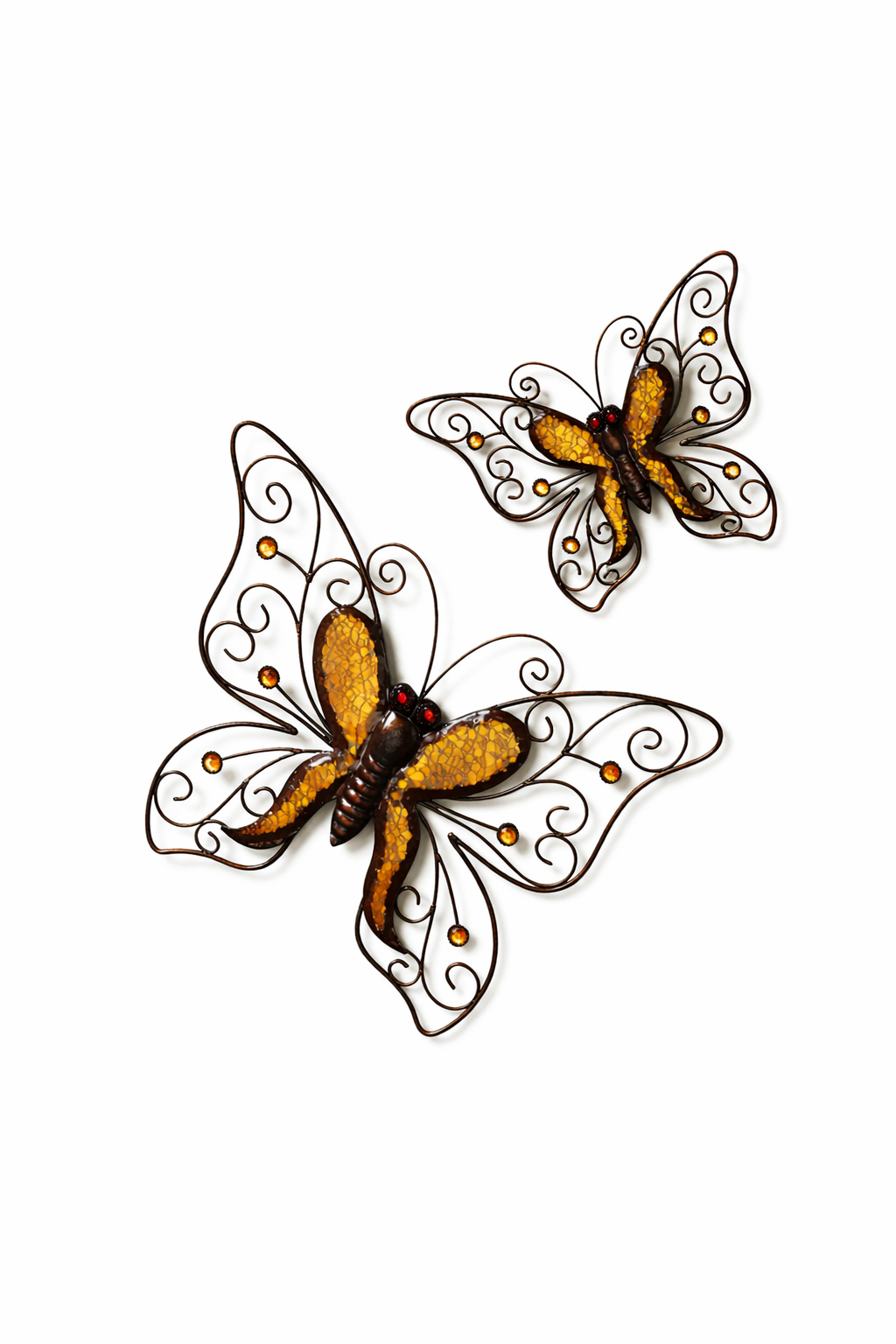 metallkunst, schmetterling, wanddekoration, orange, zieratelier
