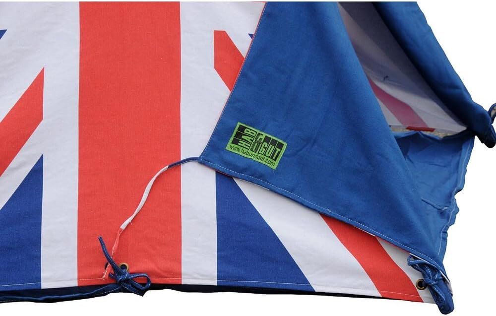 Union Jack pattern, Zelt, blaues Gewebe, Campingausrüstung, Kordelzug